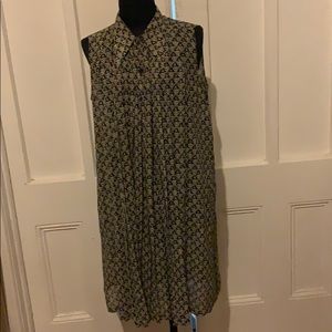 Agnes b. pleated poly georgette printed dress